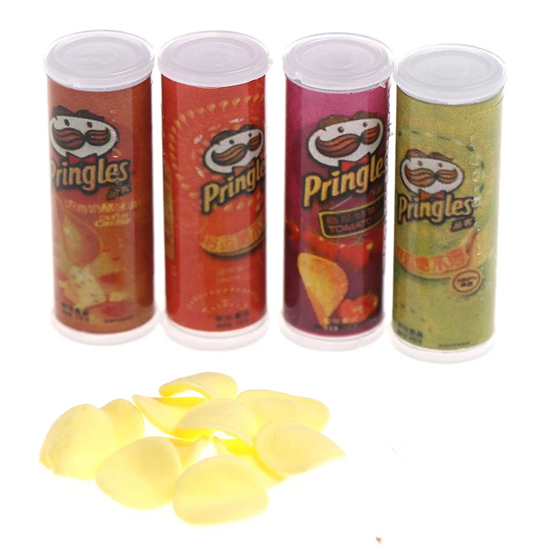 4Pcs/set 1:12 Dollhouse Miniature Food Potato Chips Bottles Dolls Kitchen Food Mini Simulation Kitchen Food For Doll Toy