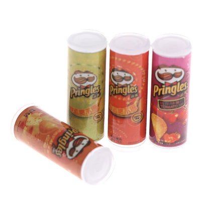 4Pcs/set 1:12 Dollhouse Miniature Food Potato Chips Bottles Dolls Kitchen Food Mini Simulation Kitchen Food For Doll Toy