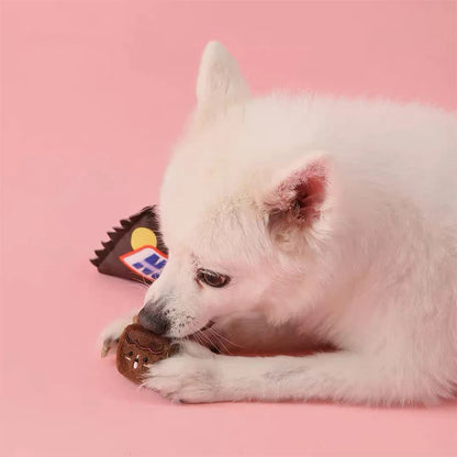 New Cute Sound Hidden Food Toys Plush Pet Puppy Toy Slow Food Chocolate Snickers Small And Medium Sized Dog Chewing Paper Toy
