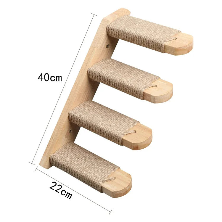 Wall-mounted Cat Hammock Bed Pet Furniture Kitten Wall Shelf Set Cat Perch Wooden Scratching Climbing Post Cat Tree House Toy