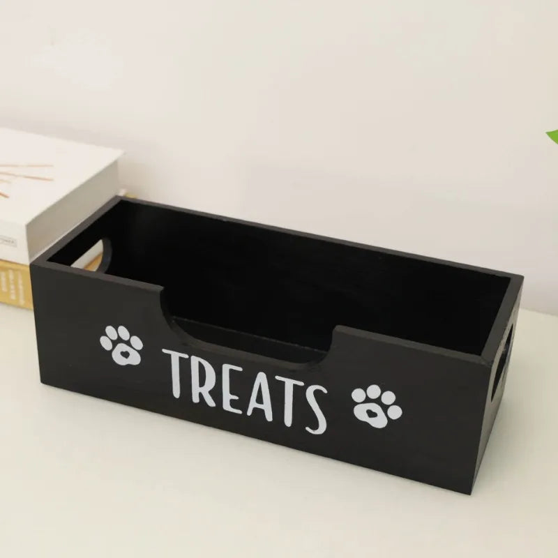 Natural Wooden Pet Snack Box with 3 Sealed Plastic Containers - Airproof Cat & Dog Food Storage Organizer