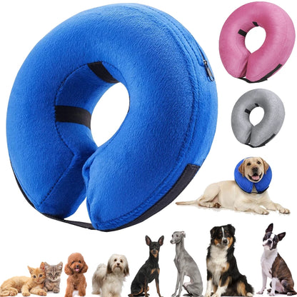 Dog Collar After Surgery Protective Inflatable Soft Blow Up Collar For Pet Recovery for Small Medium Large Dogs Cats Drink Eat