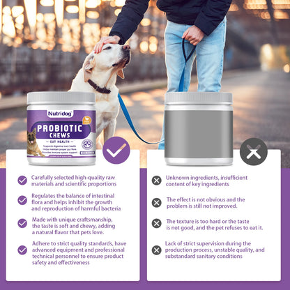 Probiotic Chew for Dogs with Duck Flavor, Supports Gut Health, Digestive Health, Occasional Diarrhea & Seasonal Allergies 30ct