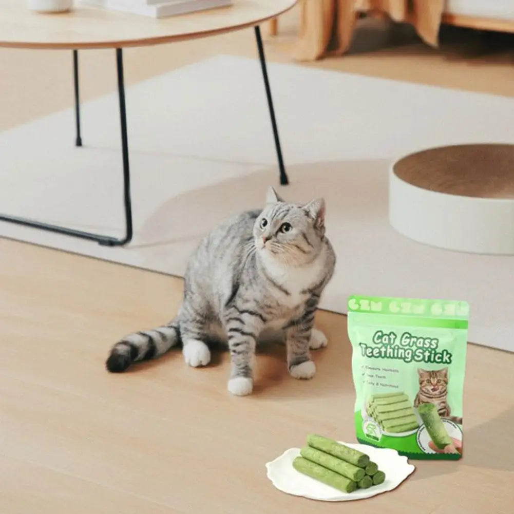 1/2/3bag Cat Grass Teeth Grinding Stick Pet Snacks Cat Hair Cat Mild Baby Eat Ready Teeth Hairball Sticks Cleaning To Removal