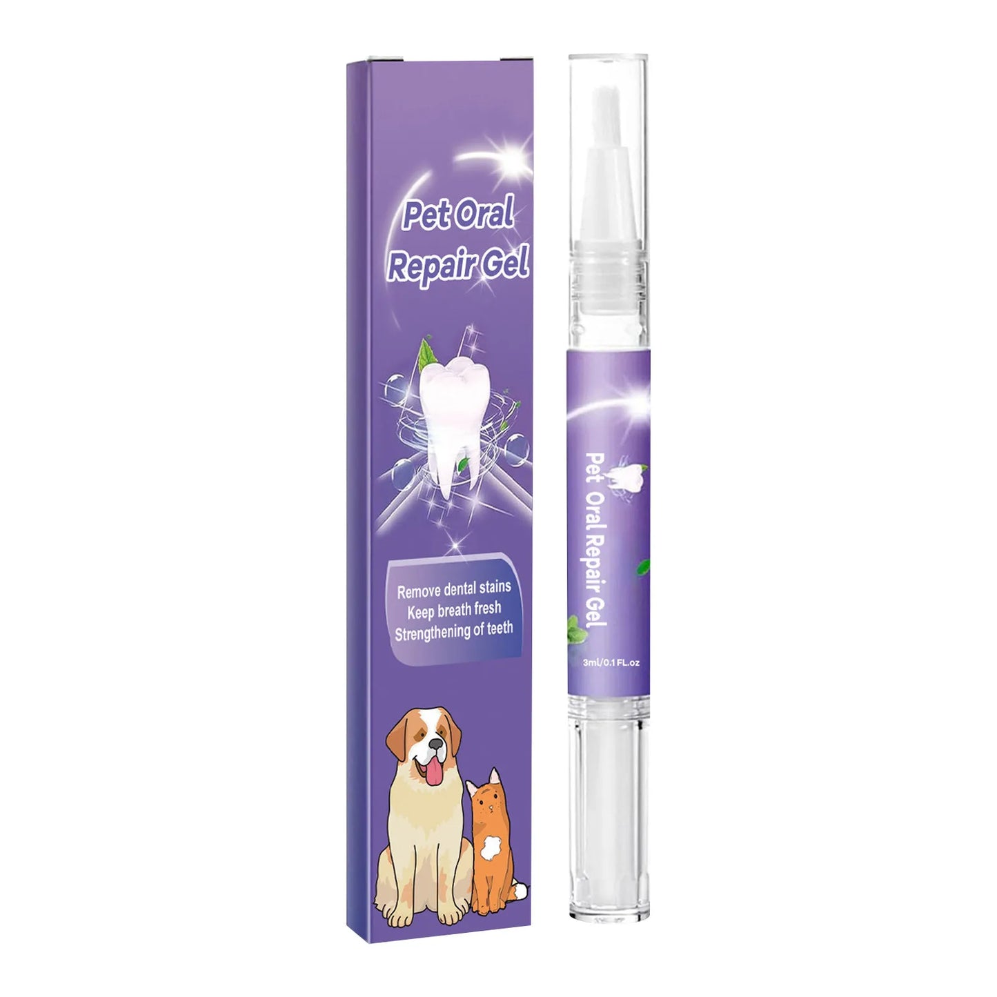 3ml Pet Teeth Cleaning Gel Fresh Breath Tooth Whitening Toothbrush Tartar Removal Oral Care Teeth Repairing Dog Dental Pen
