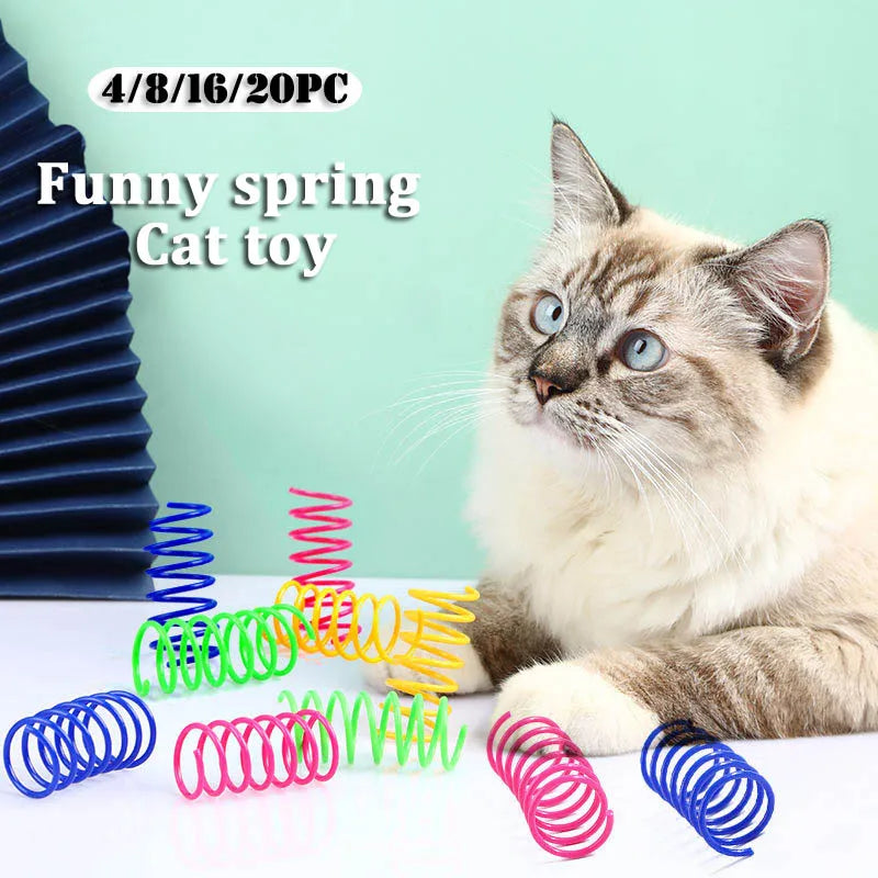 Funny Spring Cat Toy Colorful Coil Spiral Springs Chasing Interaction Chew Toy For Kitten High Elasticity Durable Pet Supplies