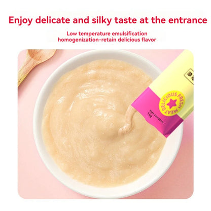10pcs Pet Supplies Cat Stripe Pet Snacks 15g/Stripe Liquid Wet Grain Tuna Chicken Cod Can Hair Cheep Cat Snacks