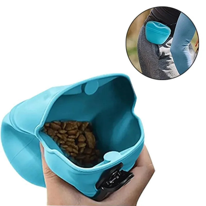 Silicone Dog Treat Bag Outdoor Feeder Puppy Snack Pouch Food Reward Storage Bag Pet Portable Dog Training Waist Bag