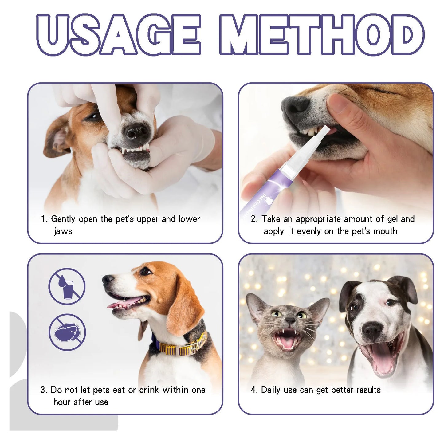 3ml Pet Teeth Cleaning Gel Fresh Breath Tooth Whitening Toothbrush Tartar Removal Oral Care Teeth Repairing Dog Dental Pen