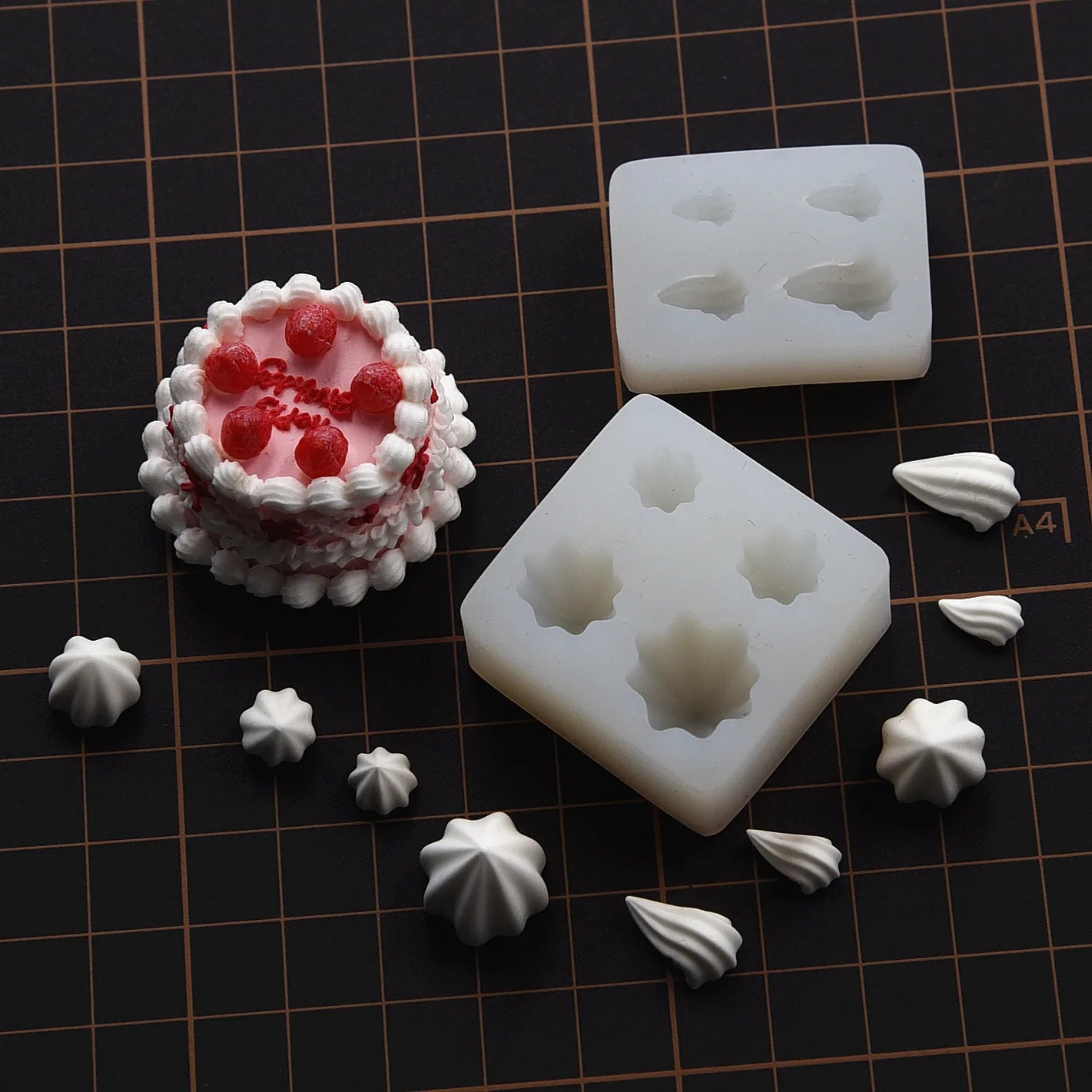 Mini Cake Cream DIY silicone Mold Polymer Ceramic Clay Doll House Miniature Cake Cream DIY molds