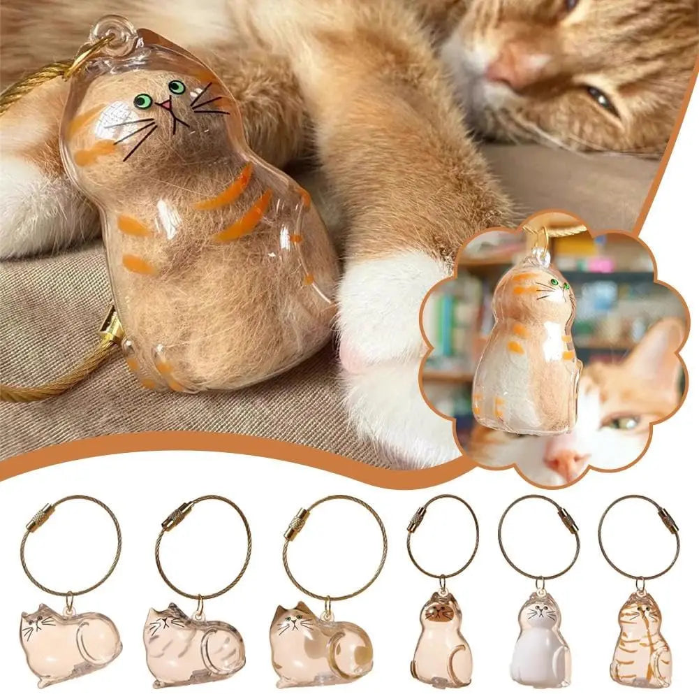 Cat Fur/Dog Hair Memorial Charm Resin Keepsake Capsule for Pet Hair Portable Keychain Pendant for Hair Rainbow Bridge Pendant