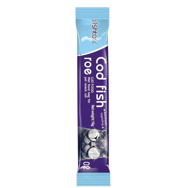10pcs Strips Pet Snacks Cat Strips Young Cat Wet Food Cat Liquid Snacks Nutrition Protein Cod Tuna Salmon Abalone Beef 16g/Strip