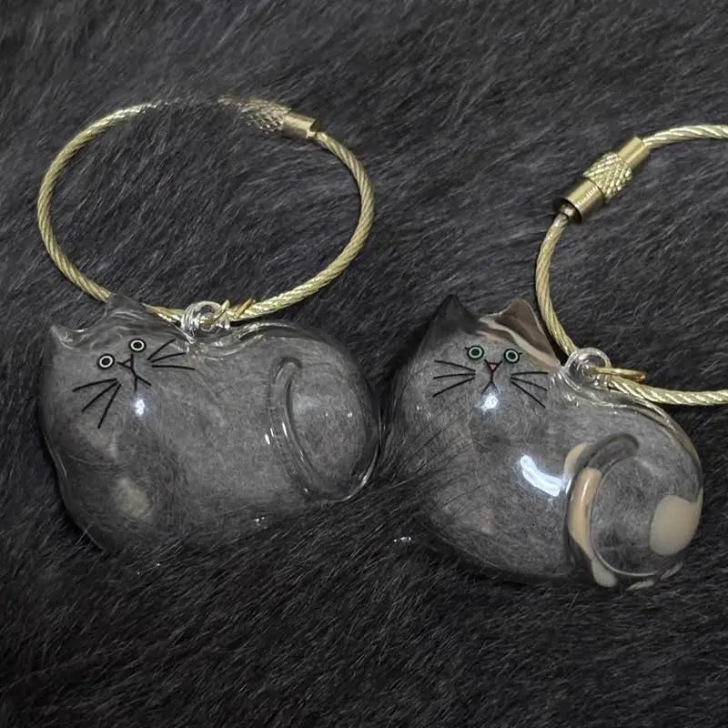Cat Fur/Dog Hair Memorial Charm Resin Keepsake Capsule for Pet Hair Portable Keychain Pendant for Hair Rainbow Bridge Pendant