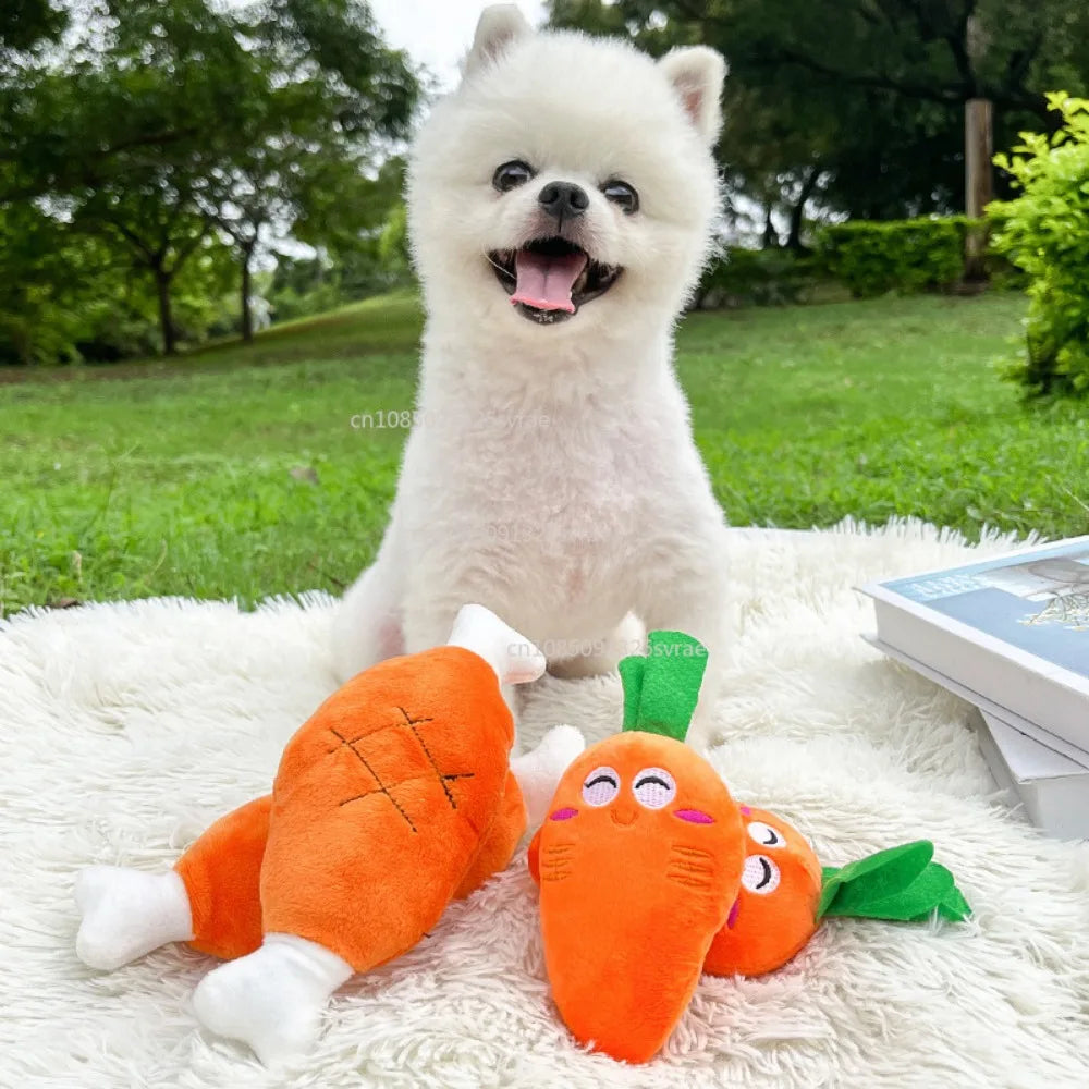 Puppy Dog Plush Squeaky Toy Dogs Chew Toy Cute Funny Bone Carrot Pet Toys Aggressive Chewers Cat Pet Products Puppy Accessories