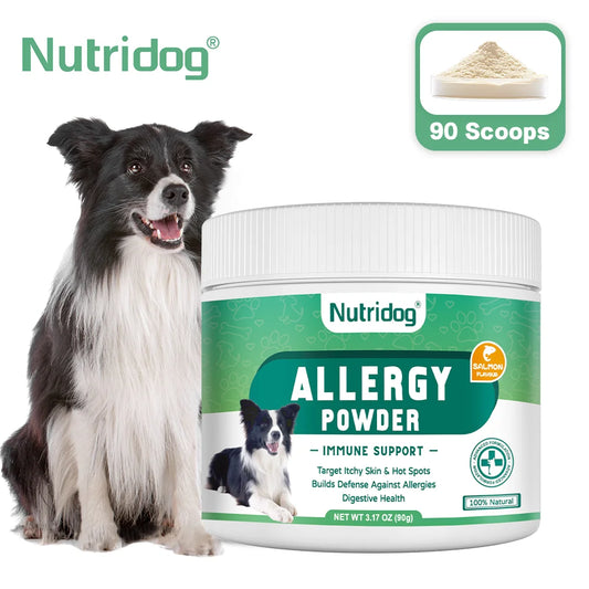 Anti-allergy & Immune Support Powder for dog with Omega-3 Fish Oil, Probiotics, Quercetin - Relieve itching, seasonal allergies