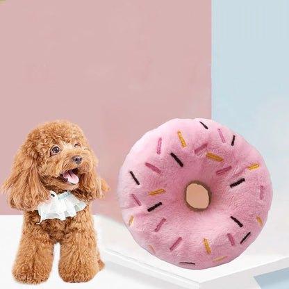 Soft Dog Donuts Plush Pet Dog Toys for Dogs Chew Toy Cute Puppy Squeaker Sound Toys Funny Puppy Small Medium Dog Interactive Toy