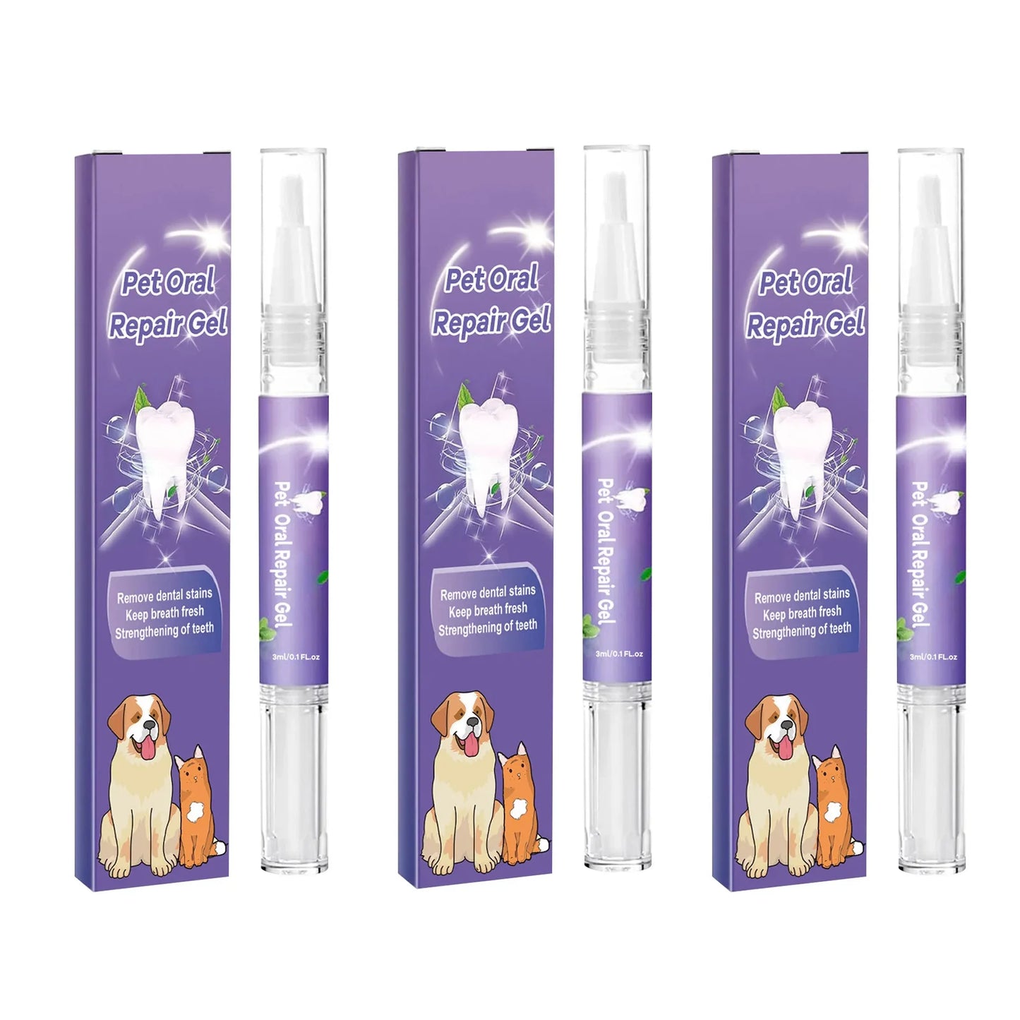 3ml Pet Teeth Cleaning Gel Fresh Breath Tooth Whitening Toothbrush Tartar Removal Oral Care Teeth Repairing Dog Dental Pen