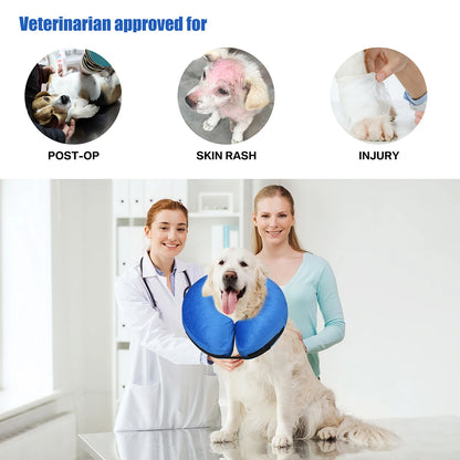 Dog Collar After Surgery Protective Inflatable Soft Blow Up Collar For Pet Recovery for Small Medium Large Dogs Cats Drink Eat