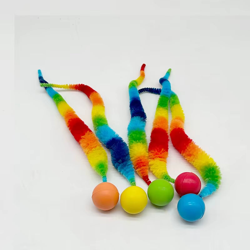 Cat Interactive Toys Tickle Cat Colorful Bouncing Ball Pet Supplies Puzzle Teasing Indoor Cat Worm Caterpillar Elastic Toy